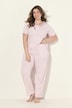 Pyjama, satijnen details, V-hals, korte mouwen