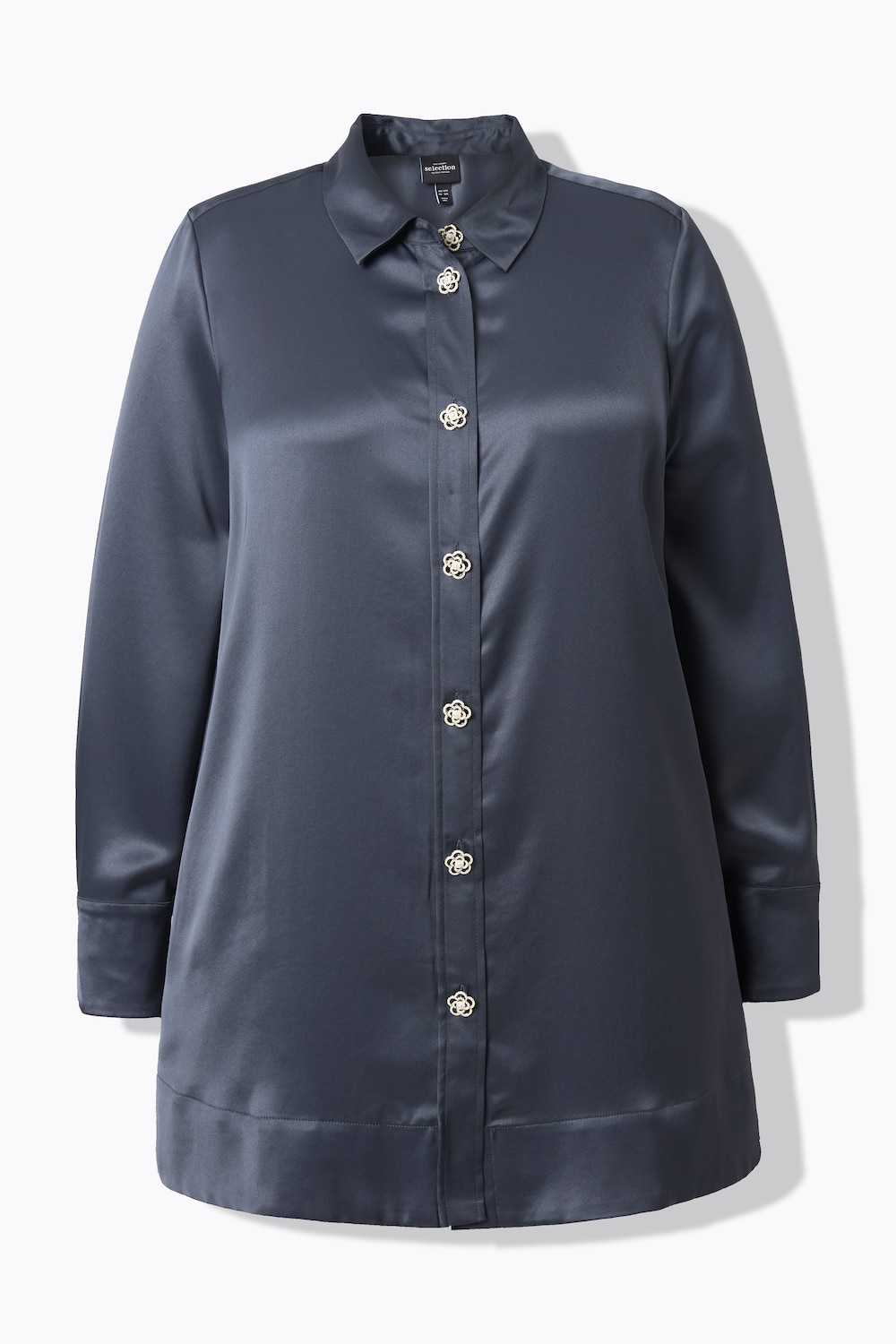 Stora storlekar Blus, Dam, svart, storlek: 46/48, Konstsilke/Polyester, Ulla Popken