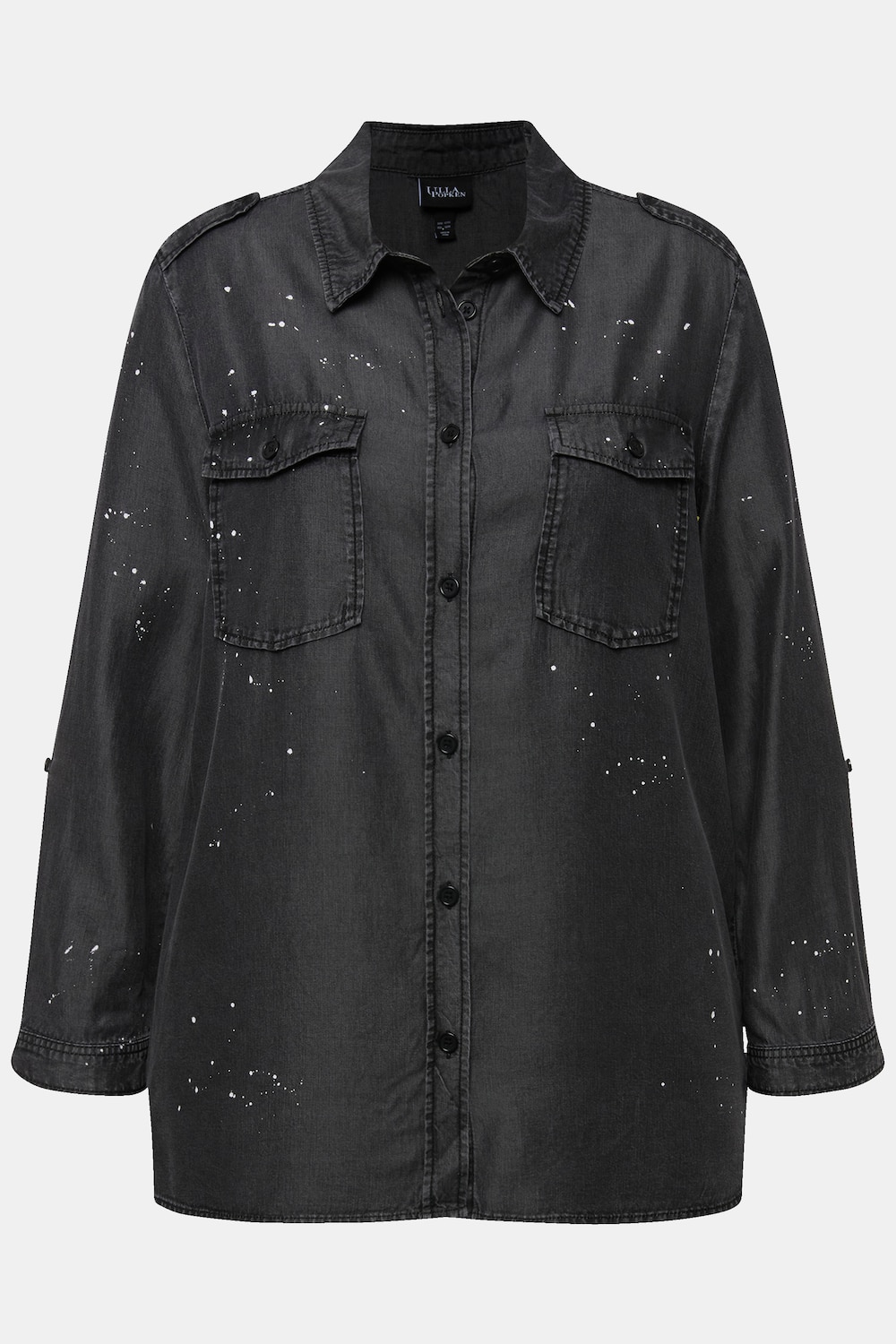 Stora storlekar Jeansblus, Dam, grå, storlek: 50/52, Syntetfibrer, Ulla Popken