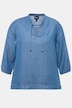 Tuniek van lyocell, denimlook, tuniekhals, 3/4-mouwen