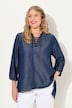 Tuniek van lyocell, denimlook, tuniekhals, 3/4-mouwen
