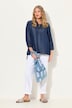 Tuniek van lyocell, denimlook, tuniekhals, 3/4-mouwen