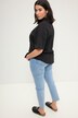 Blouse van linnenmix, oversized, overhemdkraag, korte mouwen