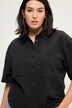 Blouse van linnenmix, oversized, overhemdkraag, korte mouwen
