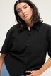Blouse van linnenmix, oversized, overhemdkraag, korte mouwen
