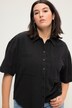 Blouse van linnenmix, oversized, overhemdkraag, korte mouwen