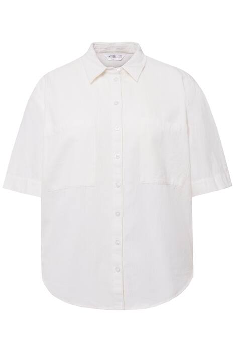 Halenka, lněná směs, oversize, límeček, krátké rukávy