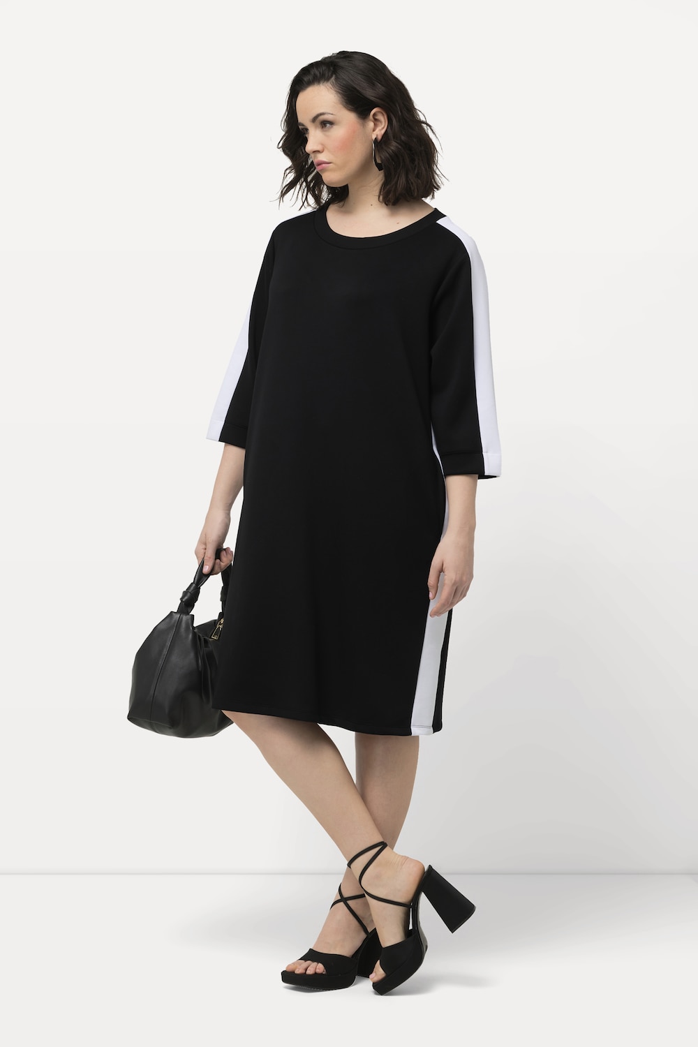 Grote Maten Jersey jurk, Dames, zwart, Maat: 42/44, Synthetische vezels/Polyester, Ulla Popken