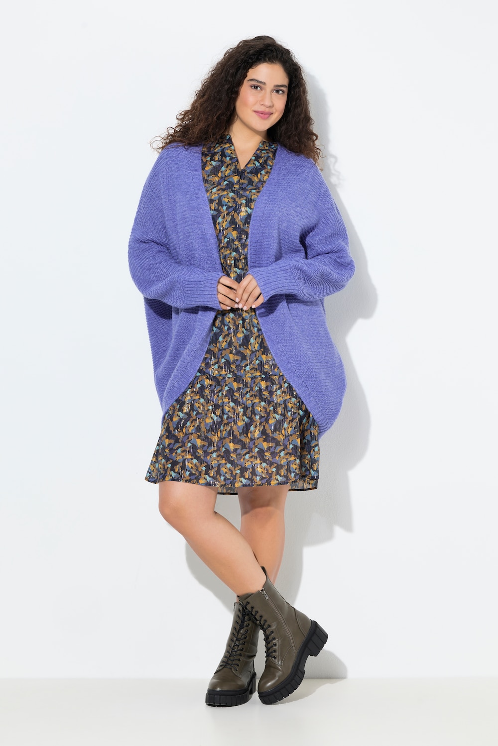 Große Größen Strickjacke, Damen, blau, Größe: 46/48, Synthetische Fasern/Polyester, Ulla Popken