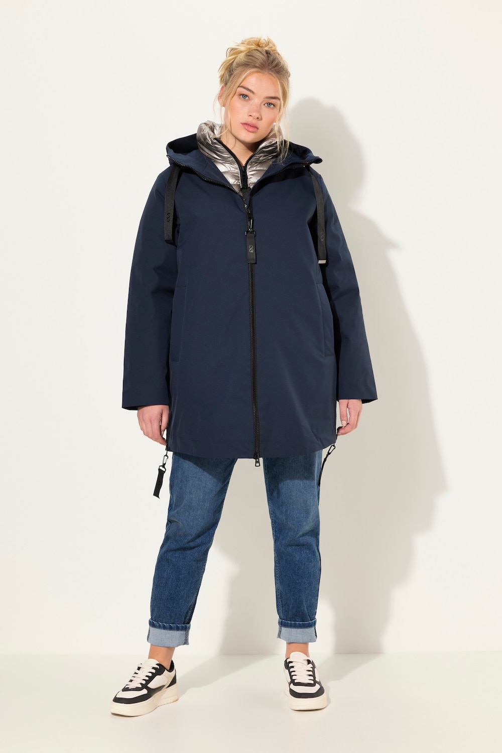 Große Größen 2 in 1 Softshelljacke, Damen, blau, Größe: M, Polyester, LAURASON