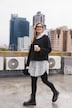 Legging, leren look, slim, elastische tailleband, siernaden
