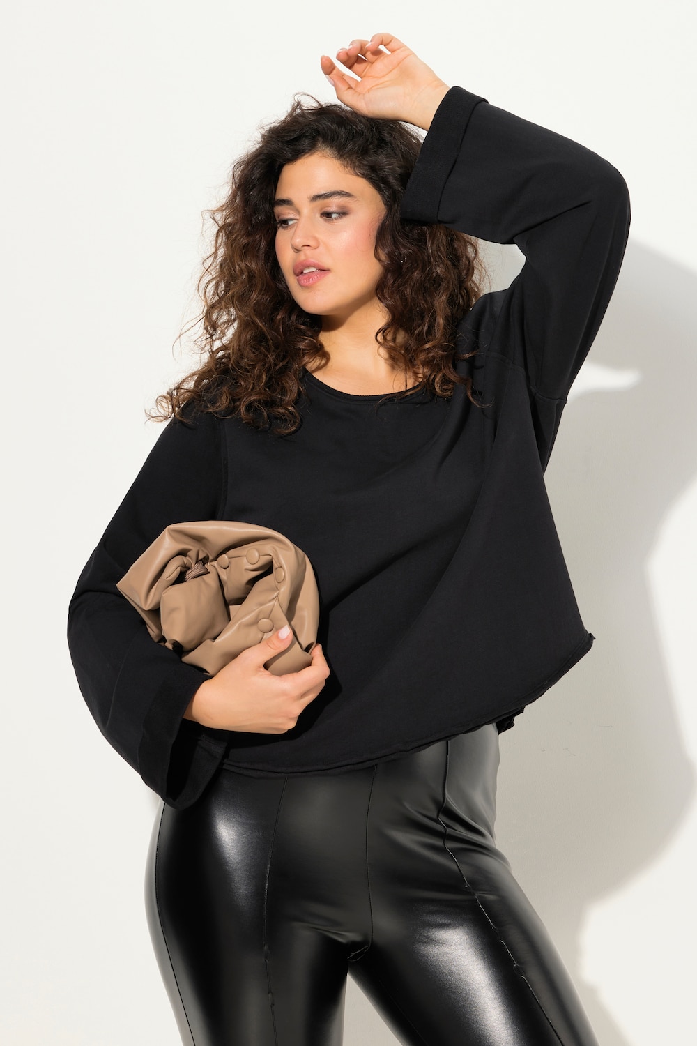 Große Größen Sweatshirt, Damen, schwarz, Größe: 62/64, Baumwolle, Ulla Popken