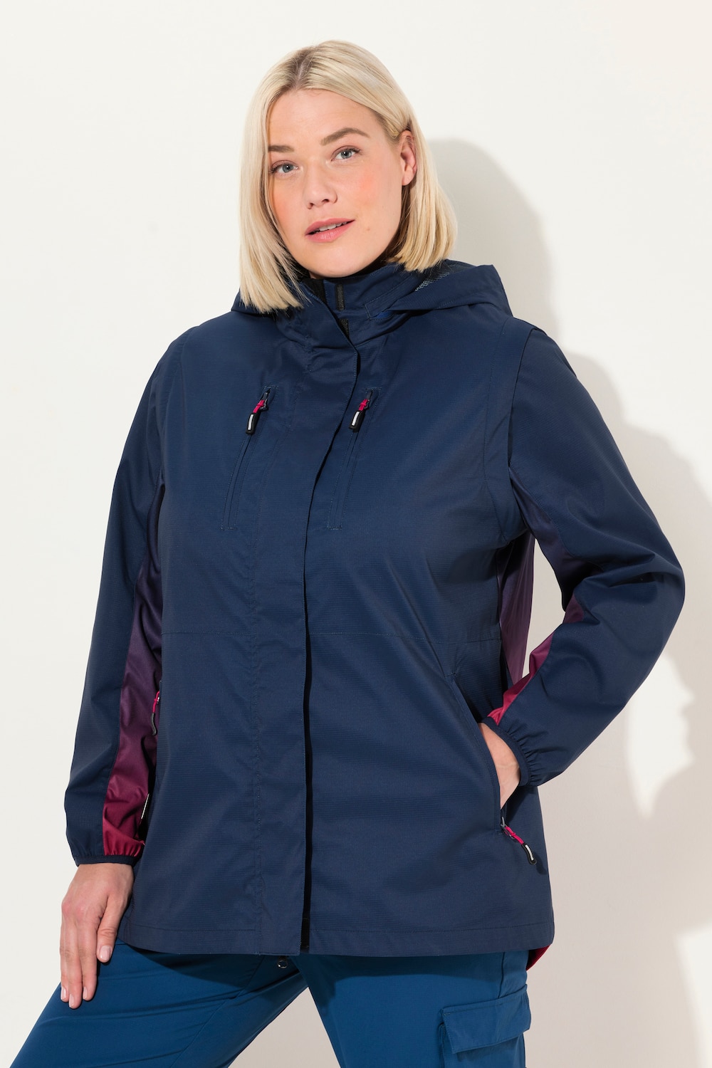 Große Größen 2-in-1-Funktionsjacke, Damen, blau, Größe: 50/52, Polyester, Ulla Popken