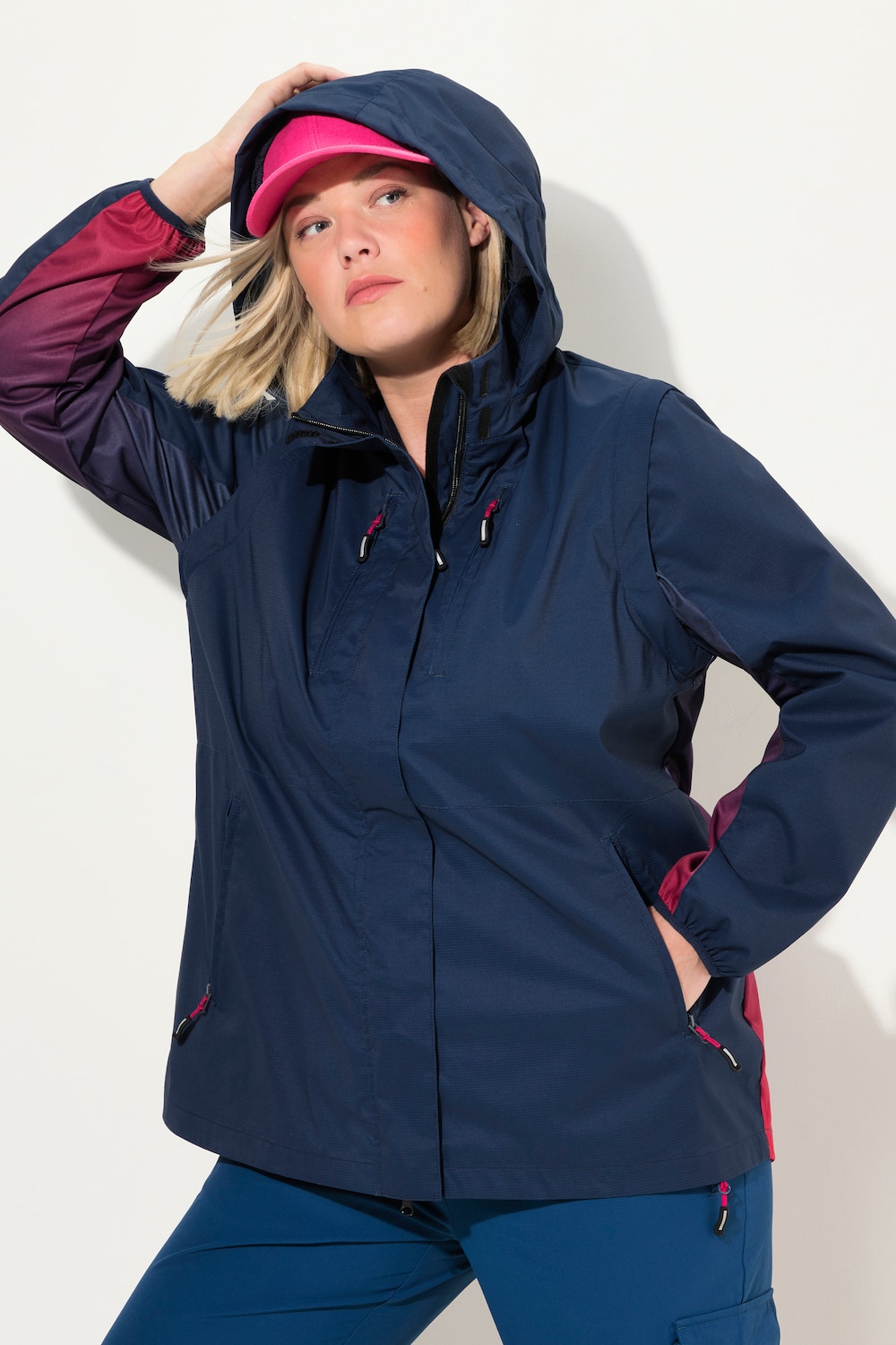 Große Größen 2-in-1-Funktionsjacke, Damen, blau, Größe: 50/52, Polyester, Ulla Popken