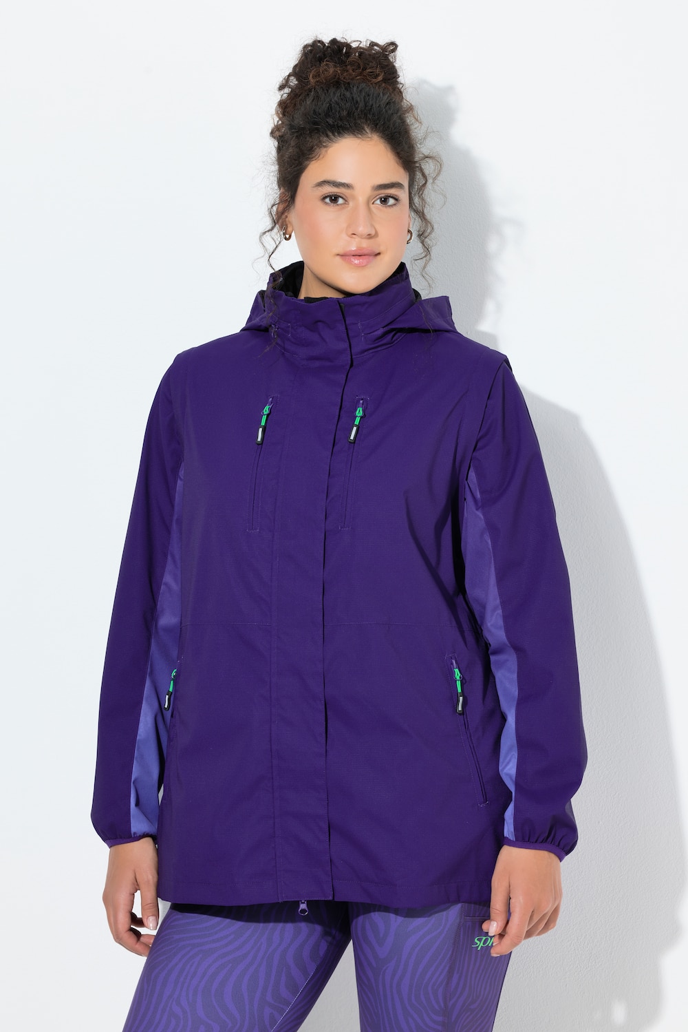 Große Größen 2-in-1-Funktionsjacke, Damen, lila, Größe: 54/56, Polyester, Ulla Popken