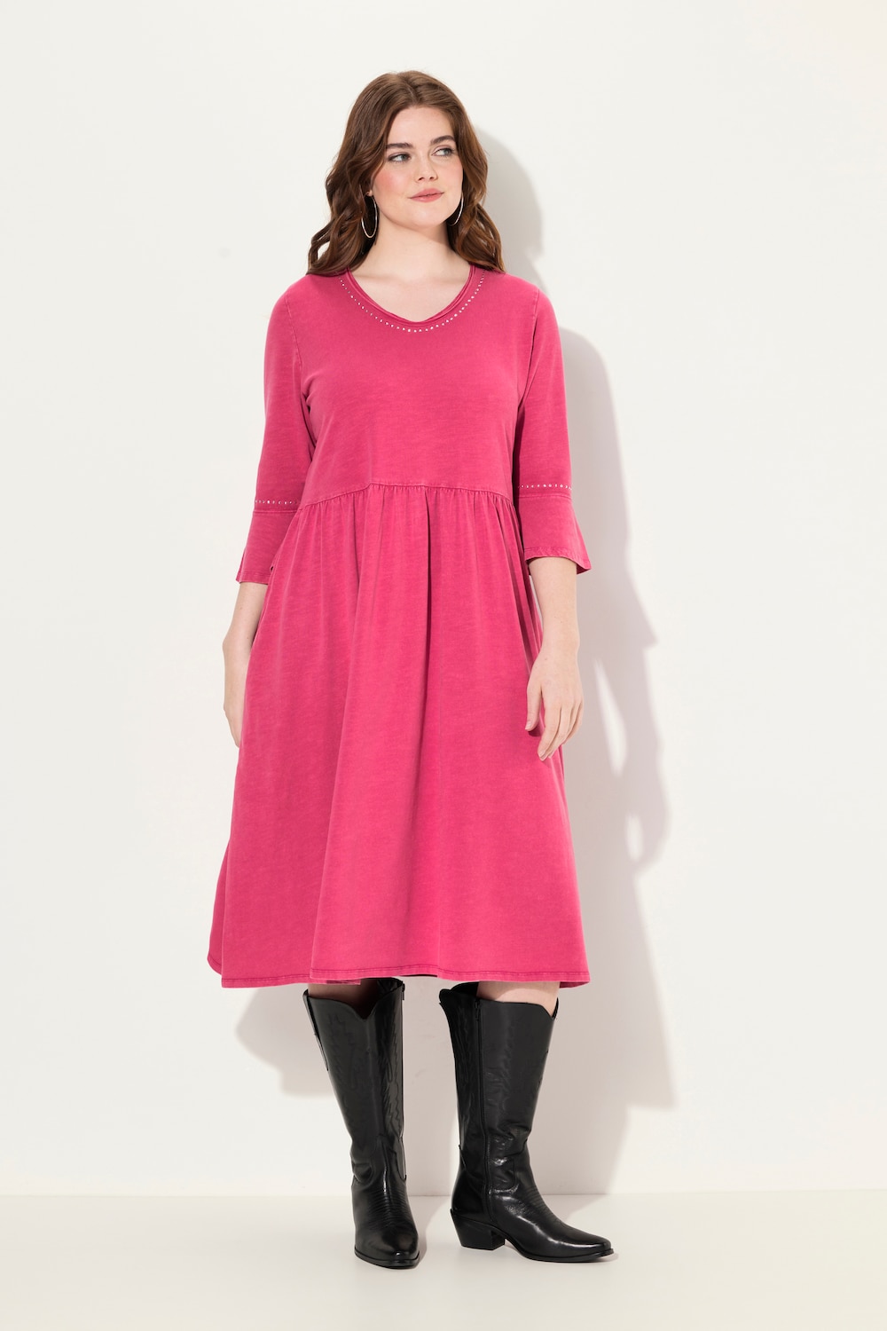 Große Größen Jerseykleid, Damen, lila, Größe: 46/48, Baumwolle, Ulla Popken