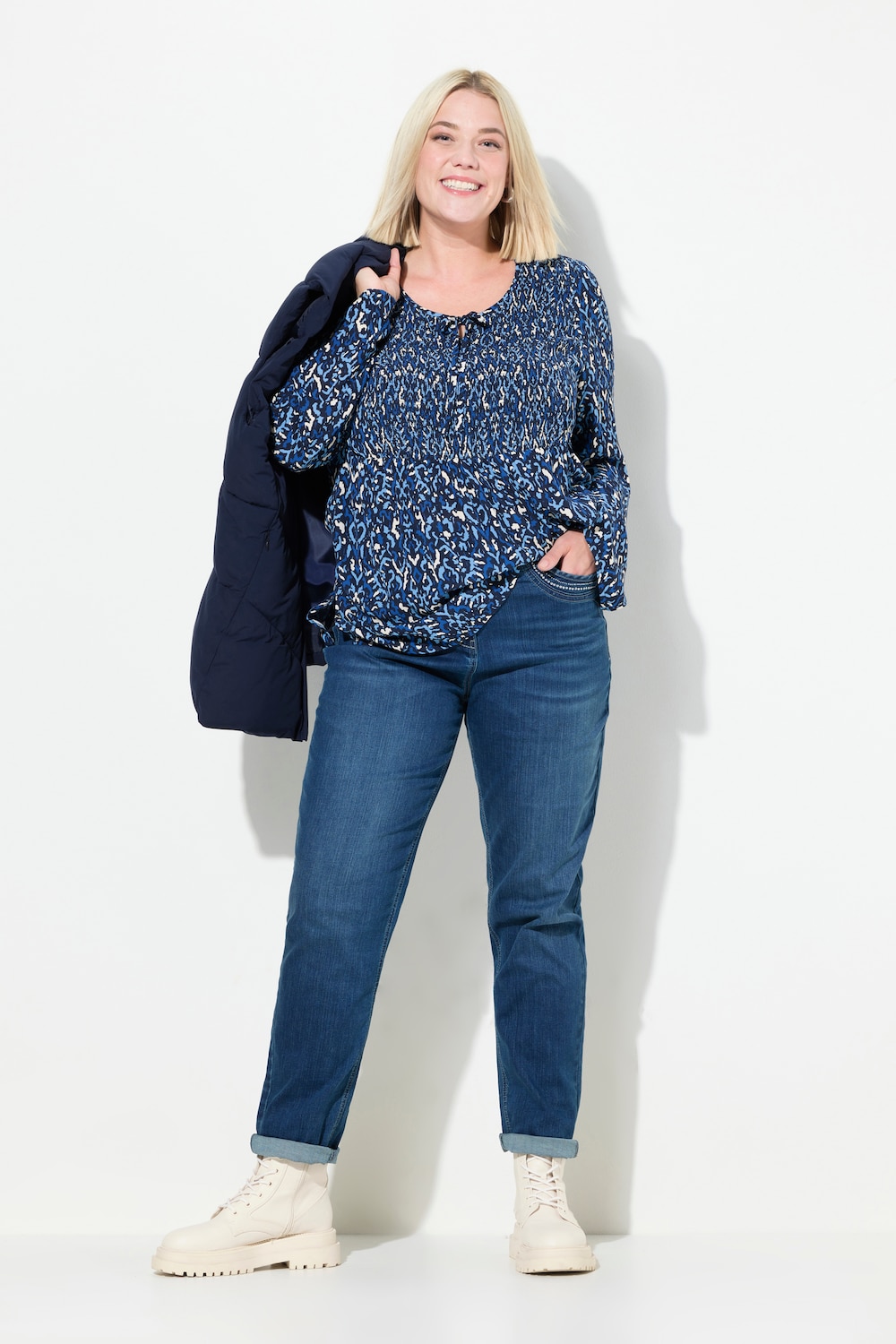 Große Größen Mom-Jeans, Damen, blau, Größe: 44, Baumwolle, Ulla Popken