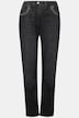 Mom jeans, wijde pijpen, sierstuds, comfortabele tailleband