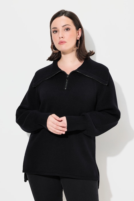 Troyer Collar Long Sleeve Sweater