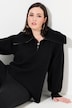 Troyer, gerippter Stehkragen, Zipper, Raglan-Langarm