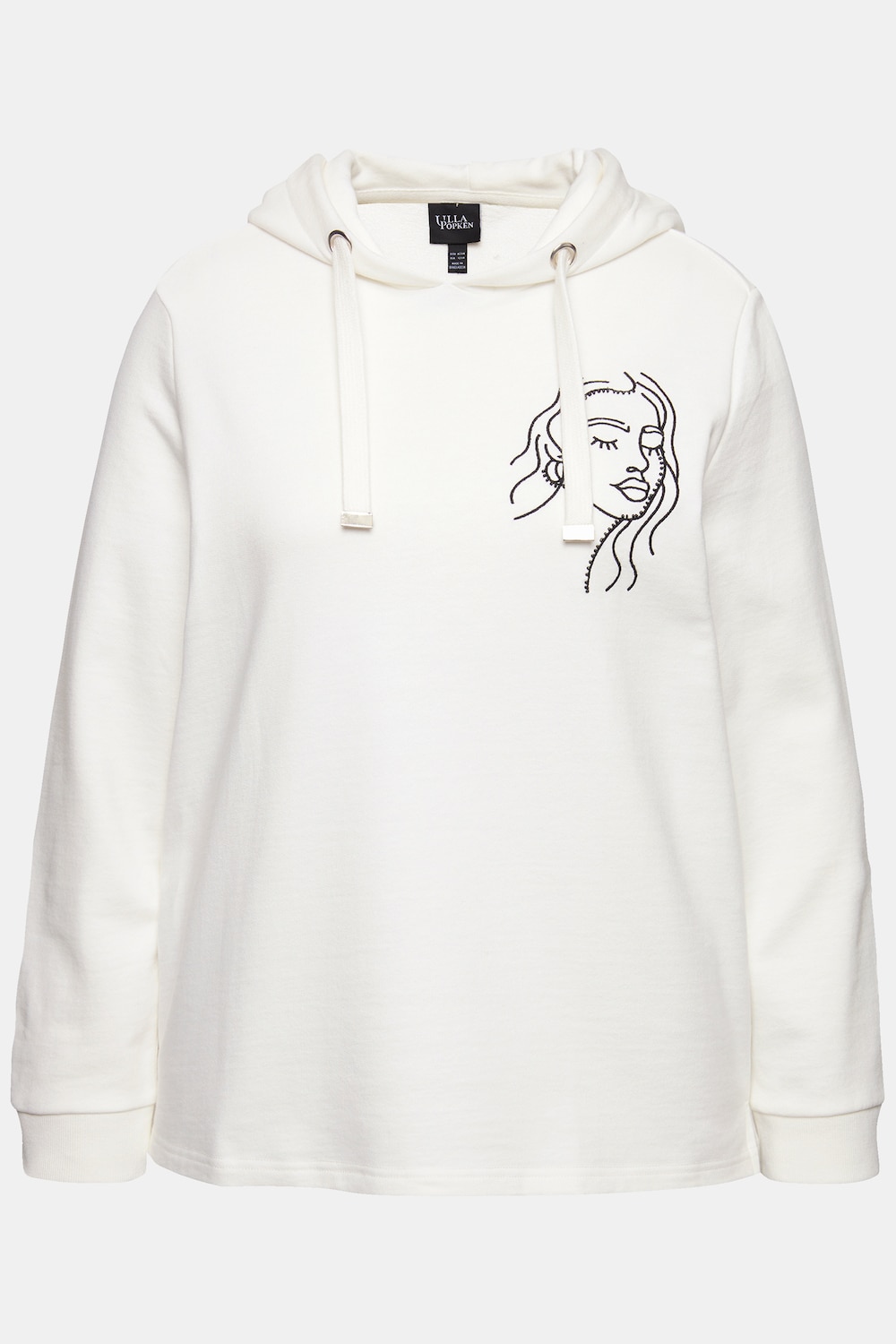 Stora storlekar Hoodie, Dam, vit, storlek: 46/48, Bomull, Ulla Popken