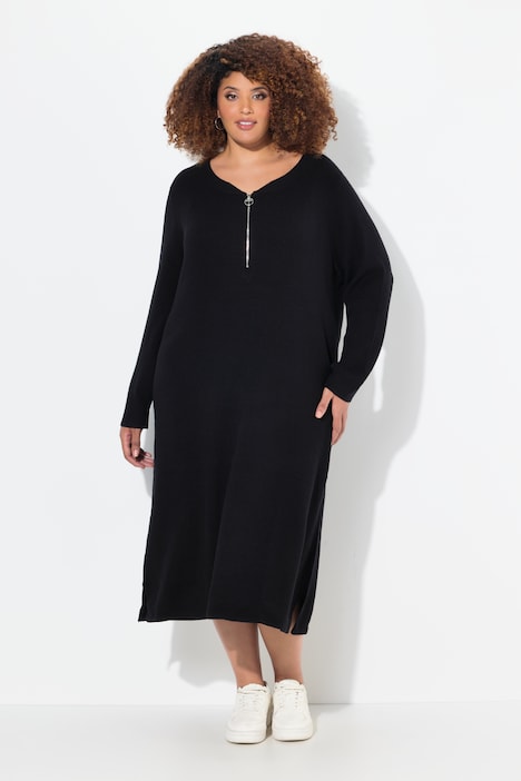 Ribbed Jersey Zip Front Dress