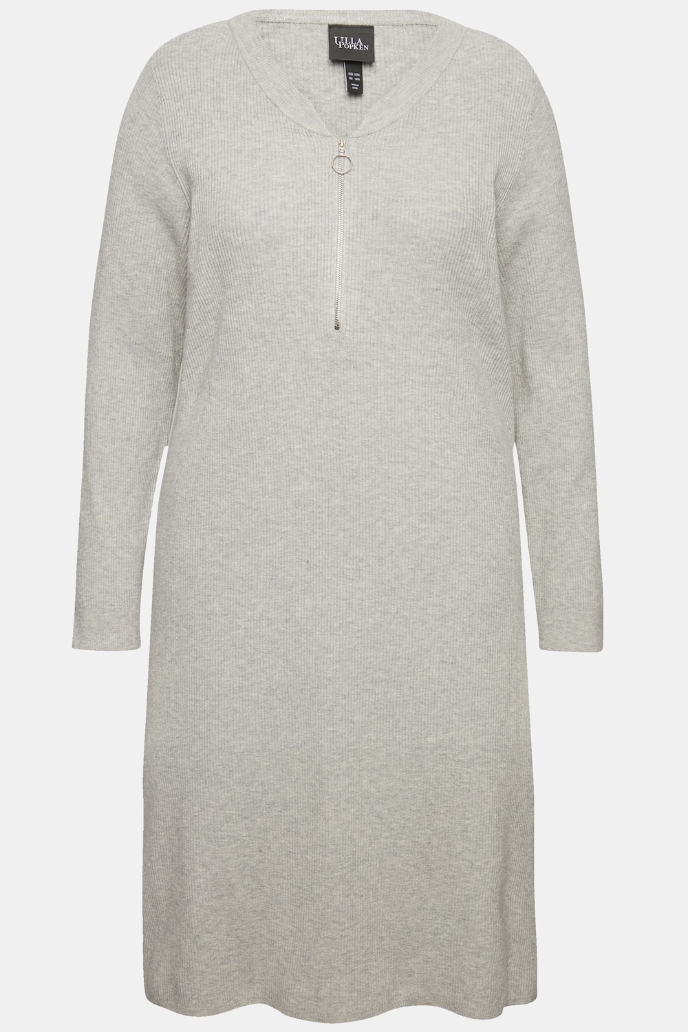Stora storlekar Midiklänning i ribbad jersey, Dam, grå, storlek: 54/56, Viskos/Polyester/Syntetfibrer, Ulla Popken