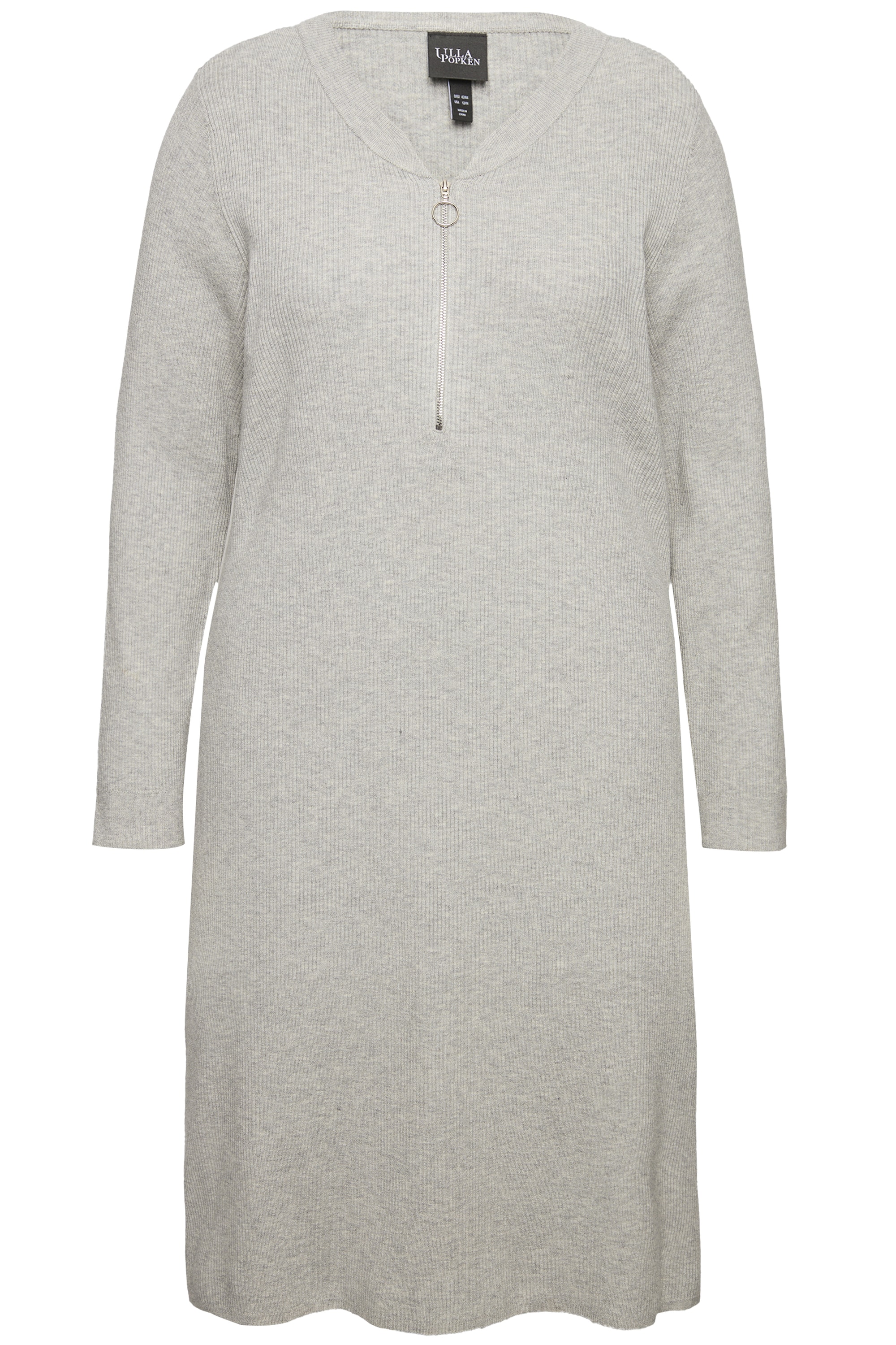 Ulla Popken Midikleid Longshirt Blüten A-Linie V-Ausschnitt Langarm