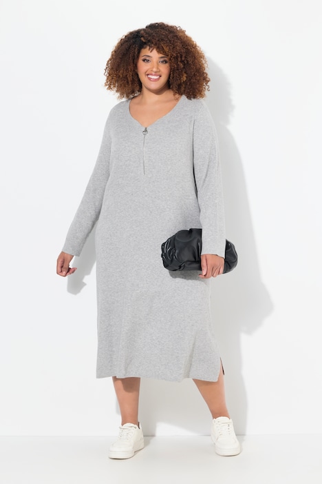 Ribbed Jersey Zip Front Dress