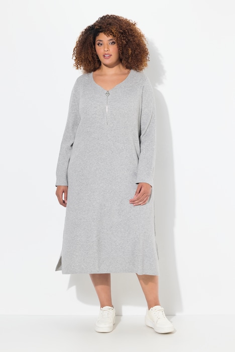 Ribbed Jersey Zip Front Dress