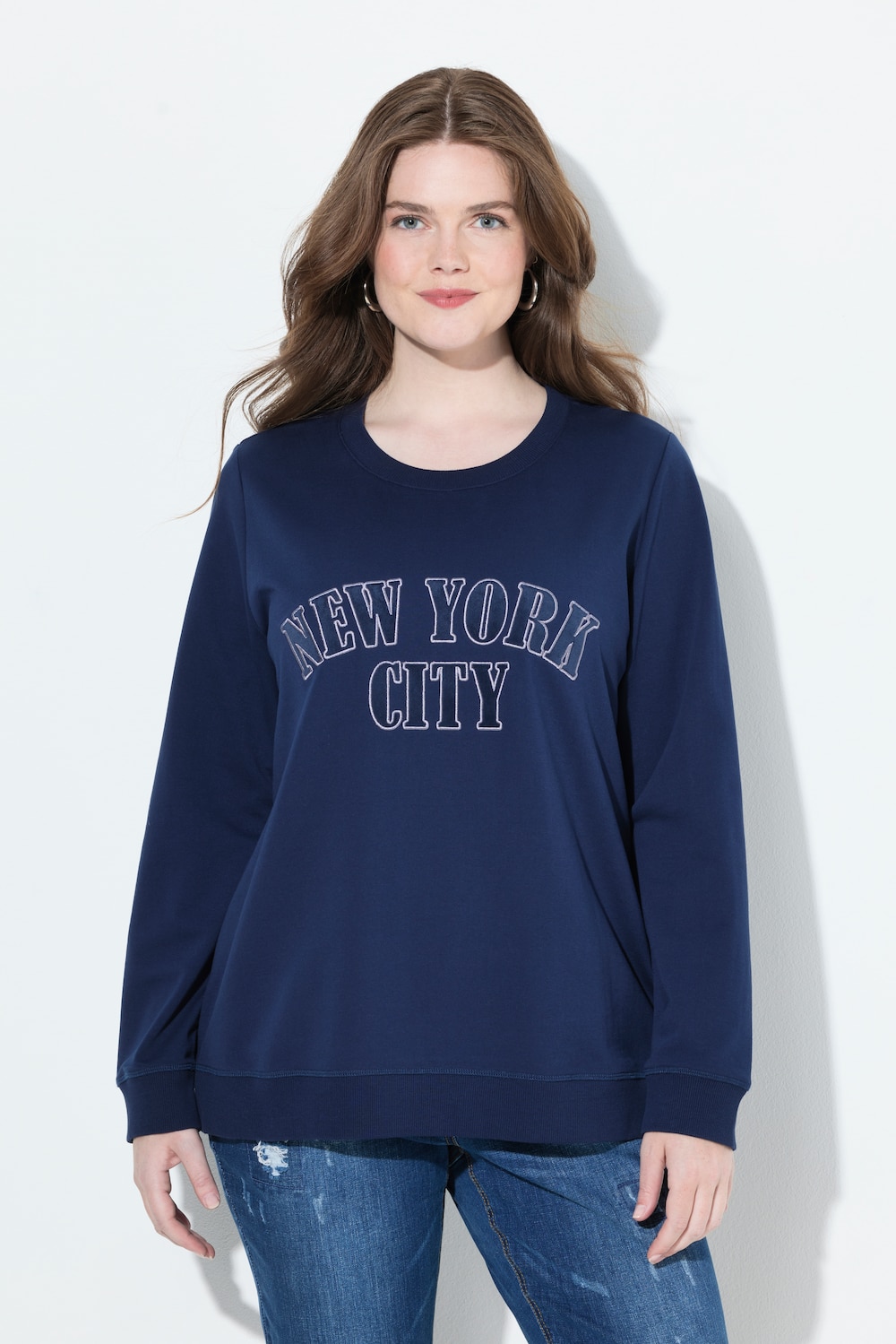 Thumbnail - Große Größen Sweat-Pullover, Damen, blau, Größe: 46/48, Baumwolle/Polyester, Ulla Popken