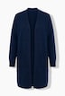 Long-Strickjacke, offene Form, V-Ausschnitt