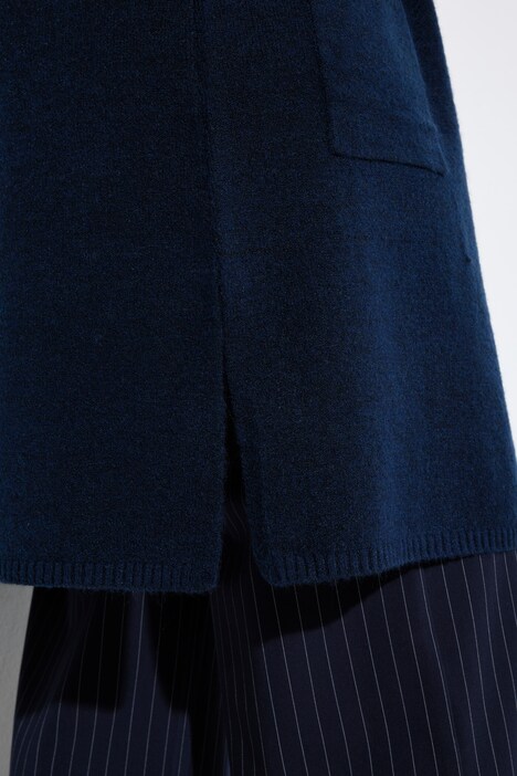 Long-Strickjacke, offene Form, V-Ausschnitt