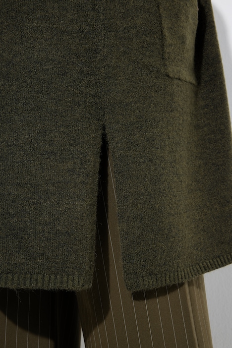 Long-Strickjacke, offene Form, V-Ausschnitt