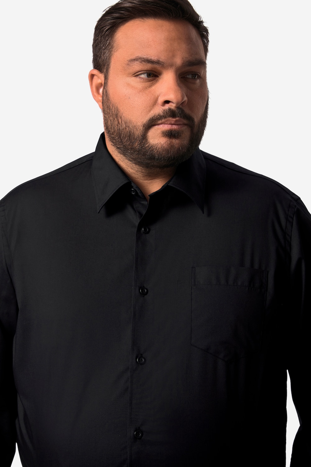 Stora storlekar Skjorta, Her, svart, storlek: XXL, Polyester/Bomull, Men Plus