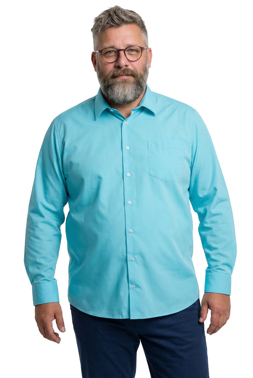 Stora storlekar Skjorta, Her, turkos, storlek: 3XL, Polyester/Bomull, Men Plus
