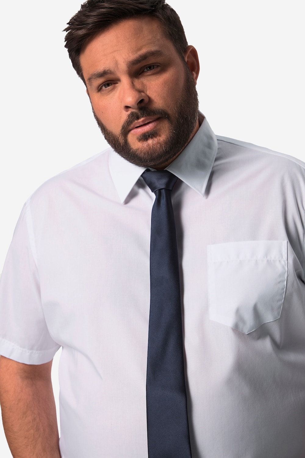 Stora storlekar Skjorta, Her, vit, storlek: L, Polyester/Bomull, Men Plus