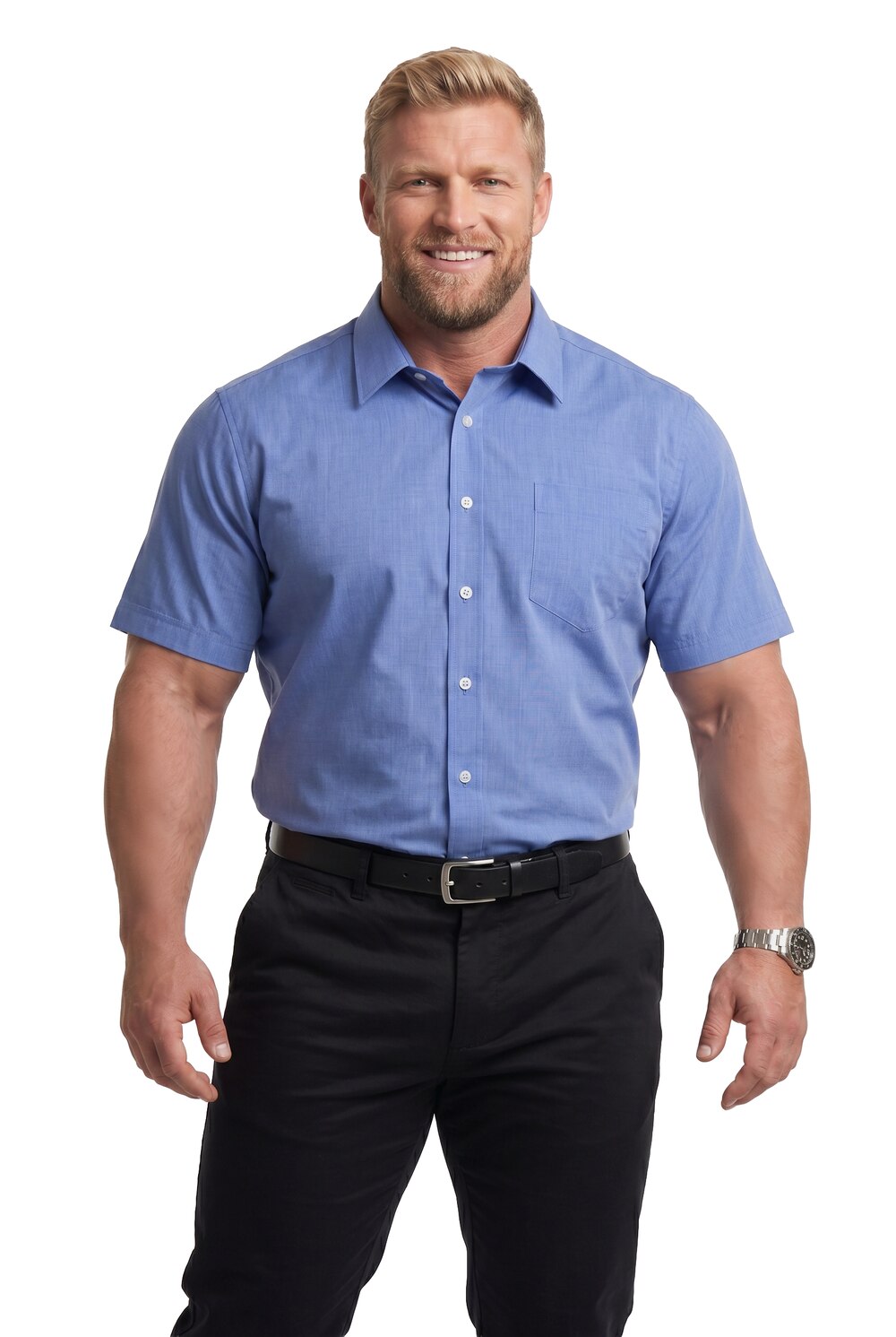 Stora storlekar Skjorta, Her, blå, storlek: XL, Polyester/Bomull, Men Plus