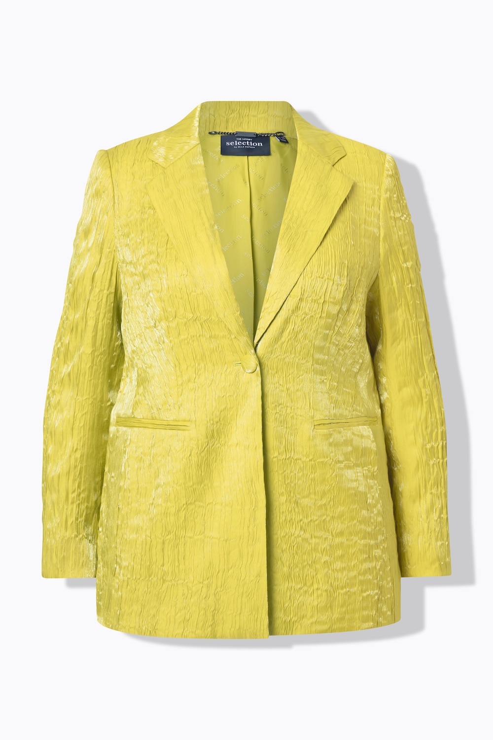 Stora storlekar Kavaj med skrynkelstruktur, Dam, grön, storlek: 42, Viskos/Polyester, Ulla Popken