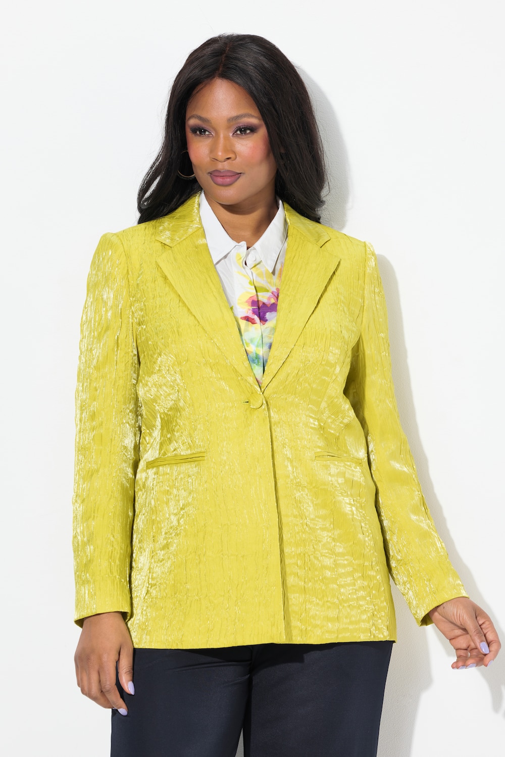 Große Größen Crash-Blazer, Damen, grün, Größe: 50, Viskose/Polyester, Ulla Popken