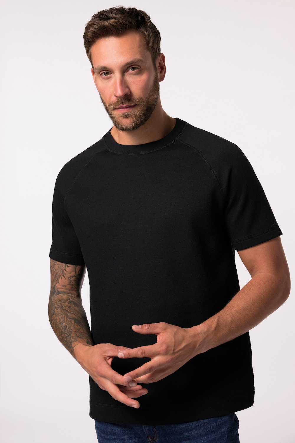 Große Größen JP AWARE Basic-Raglanshirt, Herren, schwarz, Größe: 8XL, Baumwolle, JP-Aware