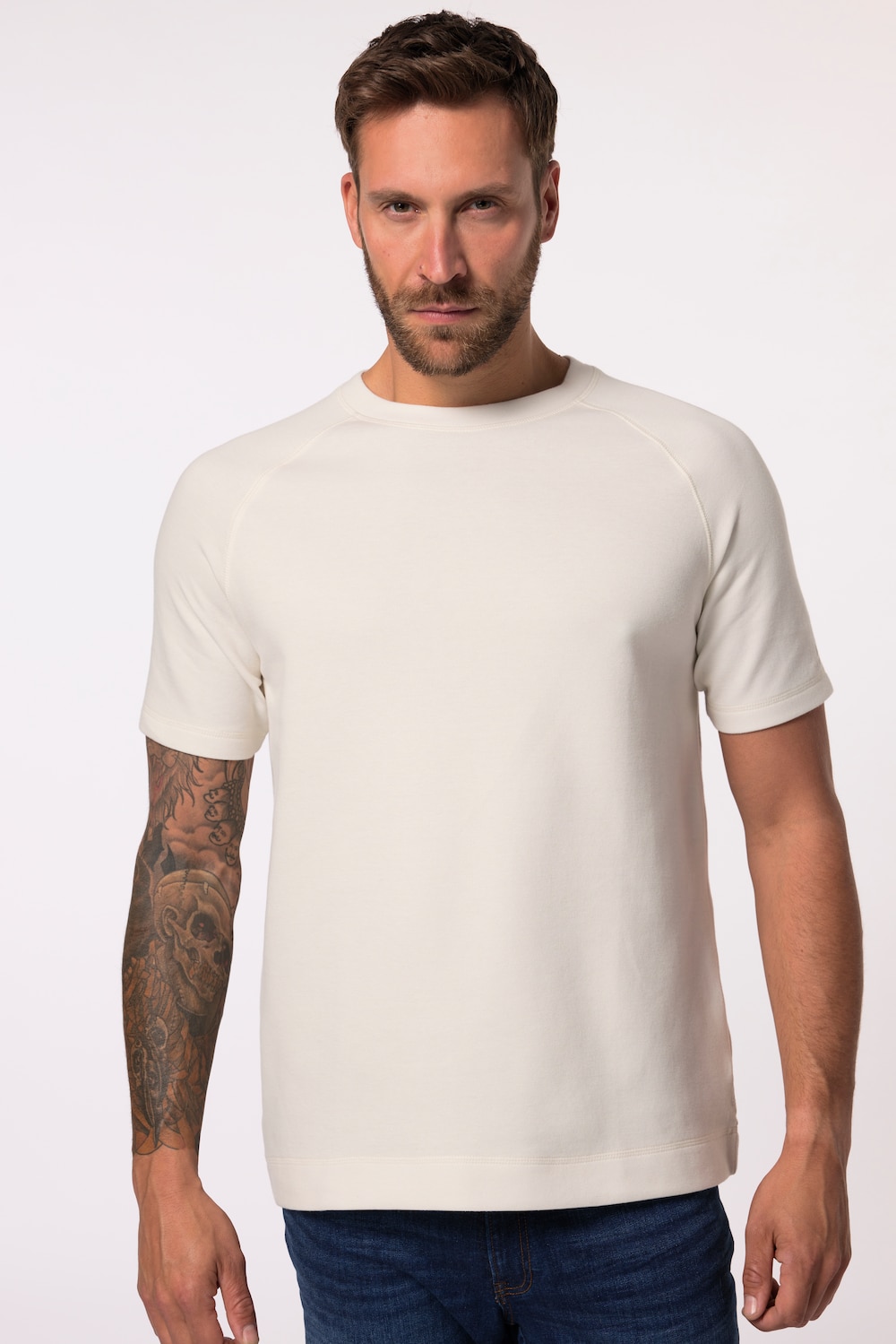 Große Größen JP AWARE Basic-Raglanshirt, Herren, beige, Größe: 4XL, Baumwolle, JP-Aware