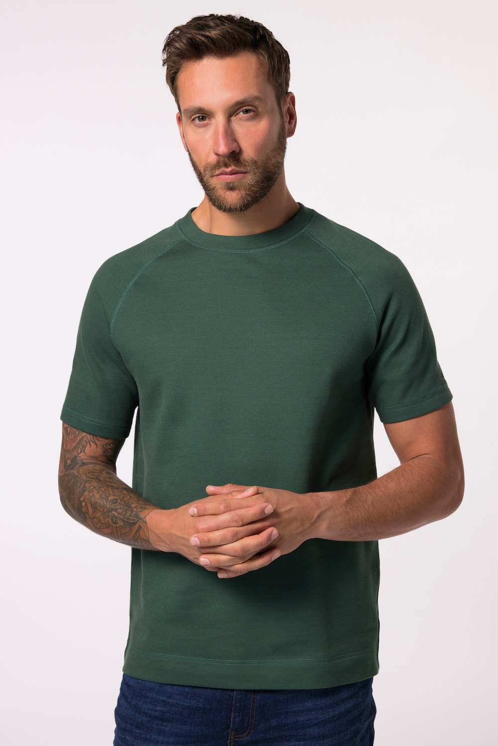 Große Größen JP AWARE Basic-Raglanshirt, Herren, grün, Größe: 8XL, Baumwolle, JP-Aware