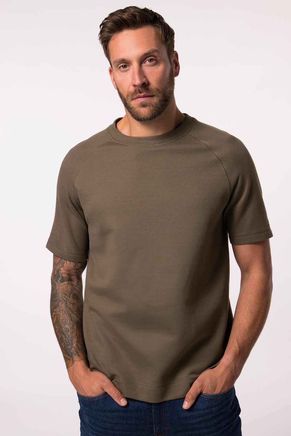 Große Größen JP AWARE Basic-Raglanshirt, Herren, braun, Größe: XL, Baumwolle, JP-Aware