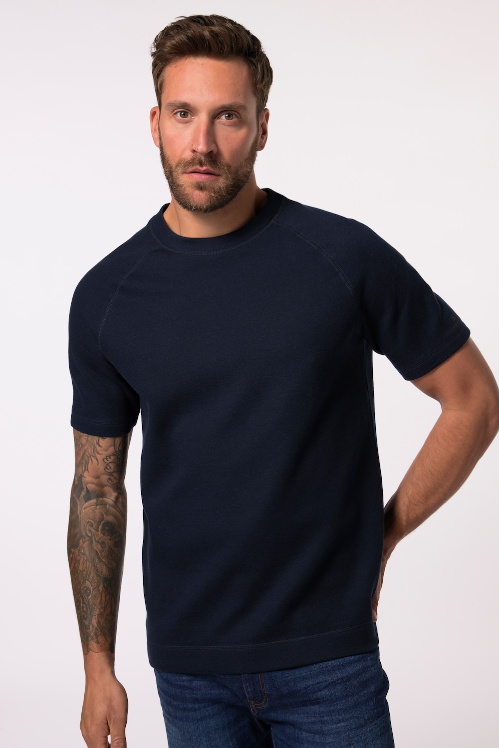 Große Größen JP AWARE Basic-Raglanshirt, Herren, blau, Größe: 3XL, Baumwolle, JP-Aware