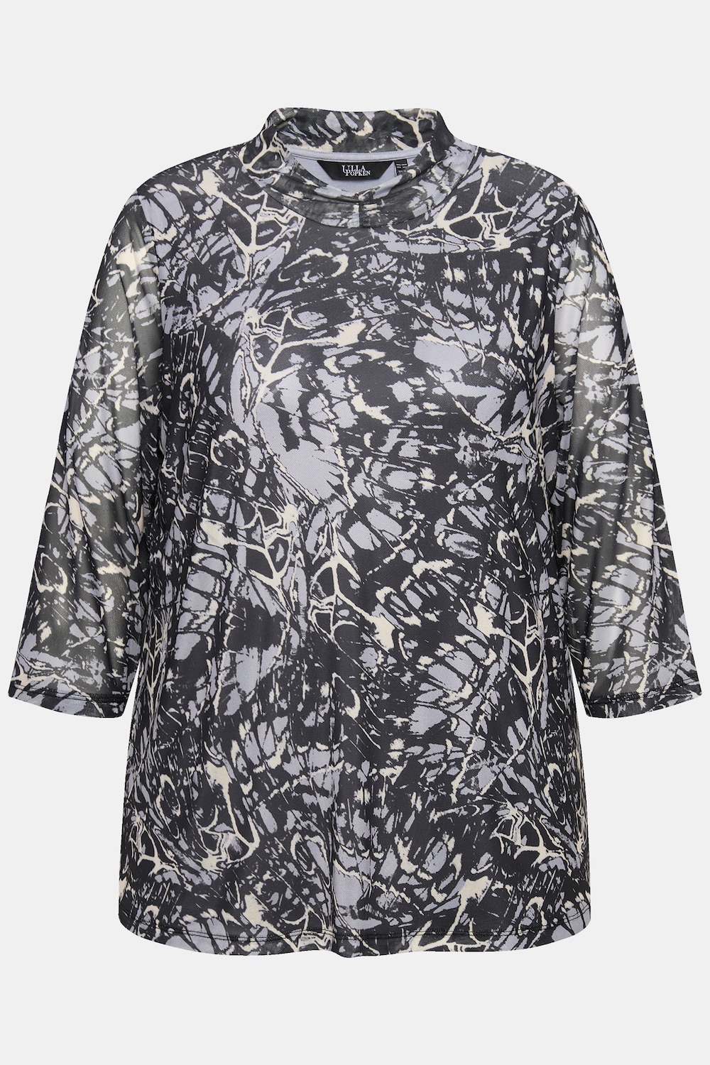 Stora storlekar Meshtopp i A-linjemodell, Dam, svart, storlek: 50/52, Polyester/Viskos, Ulla Popken
