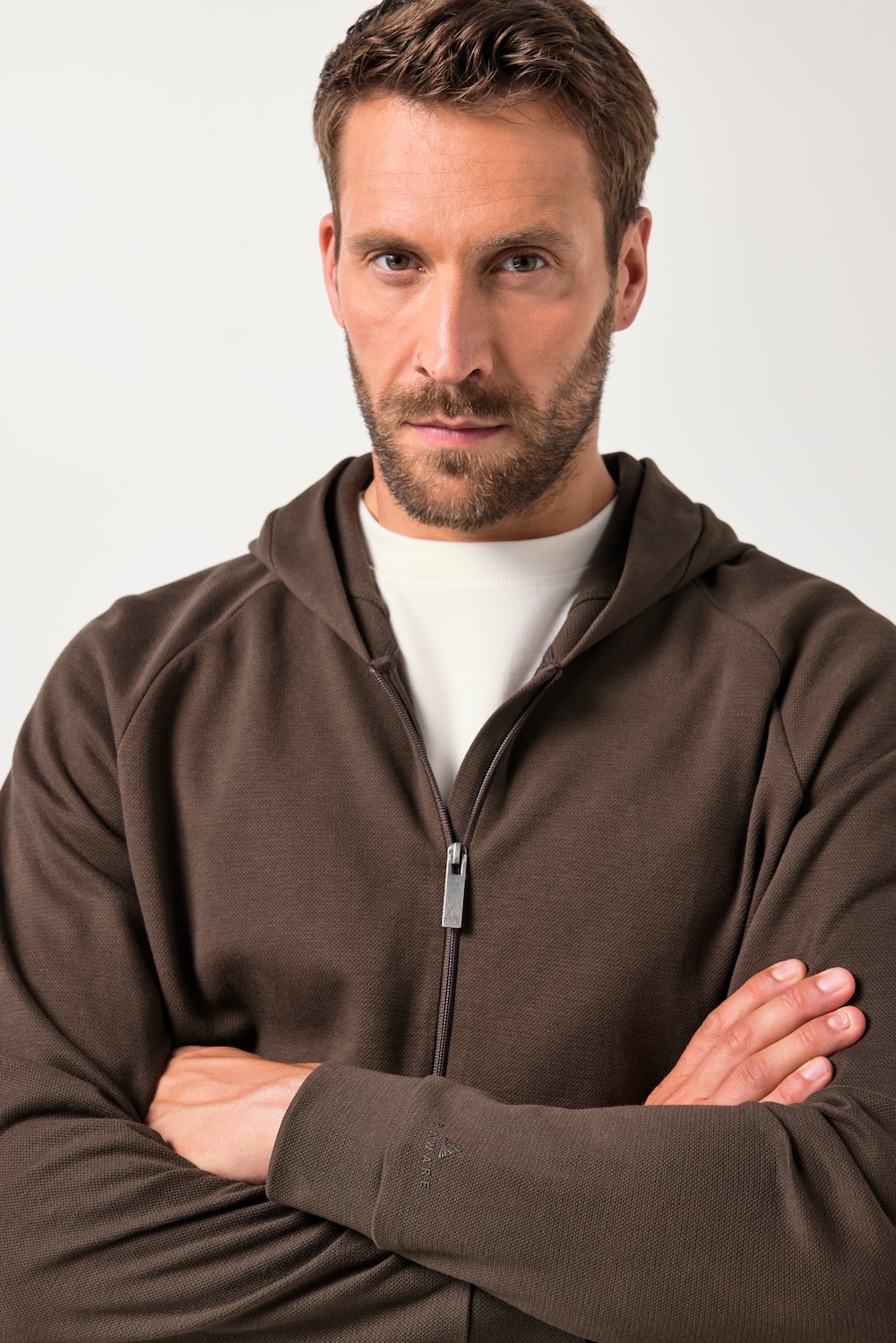 Stora storlekar Loungewear-huvjacka, Her, brun, storlek: XL, JP-Aware