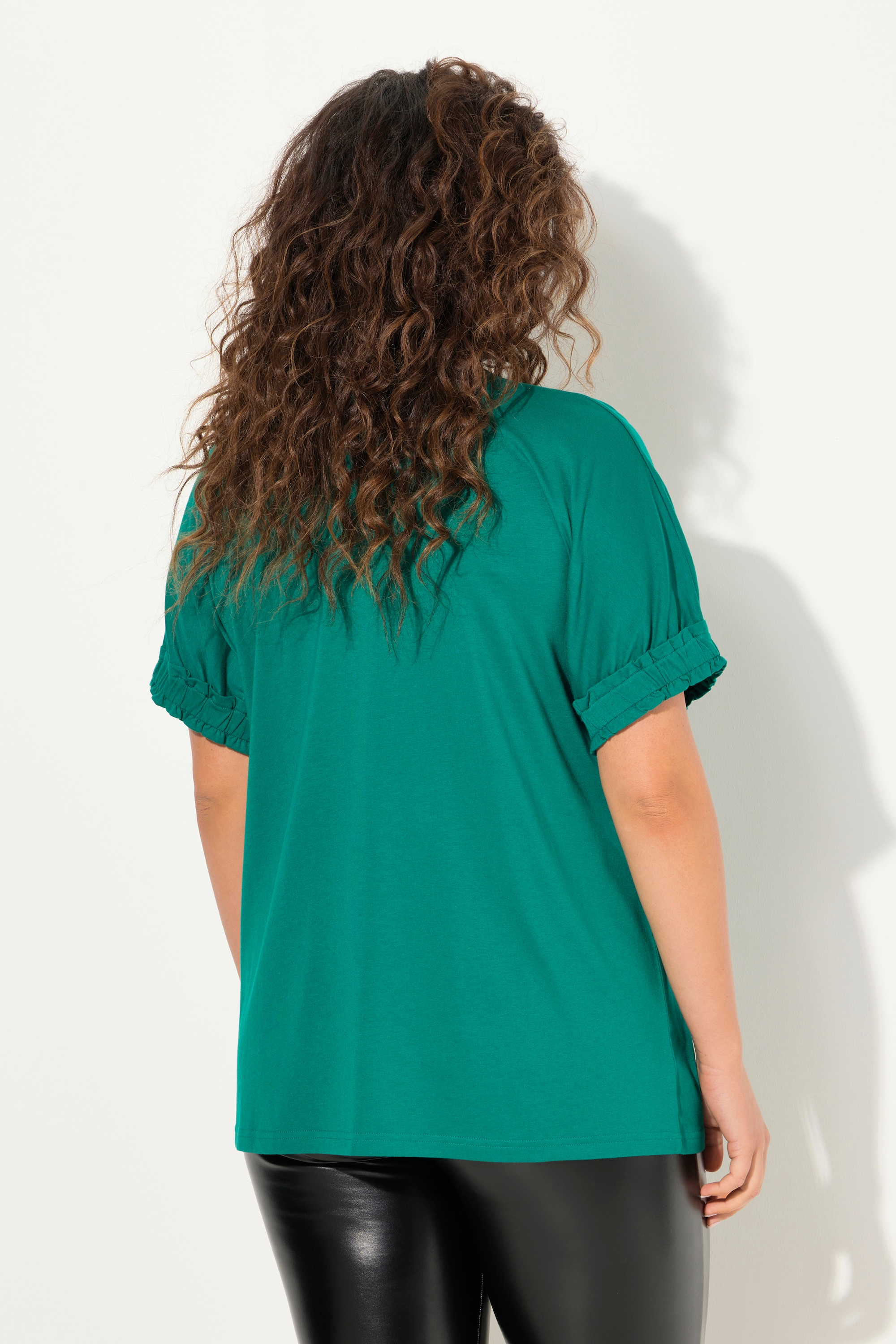 Ulla Popken Damen große Größen T Shirt Rüschen Halbarm Modalmischung 830808