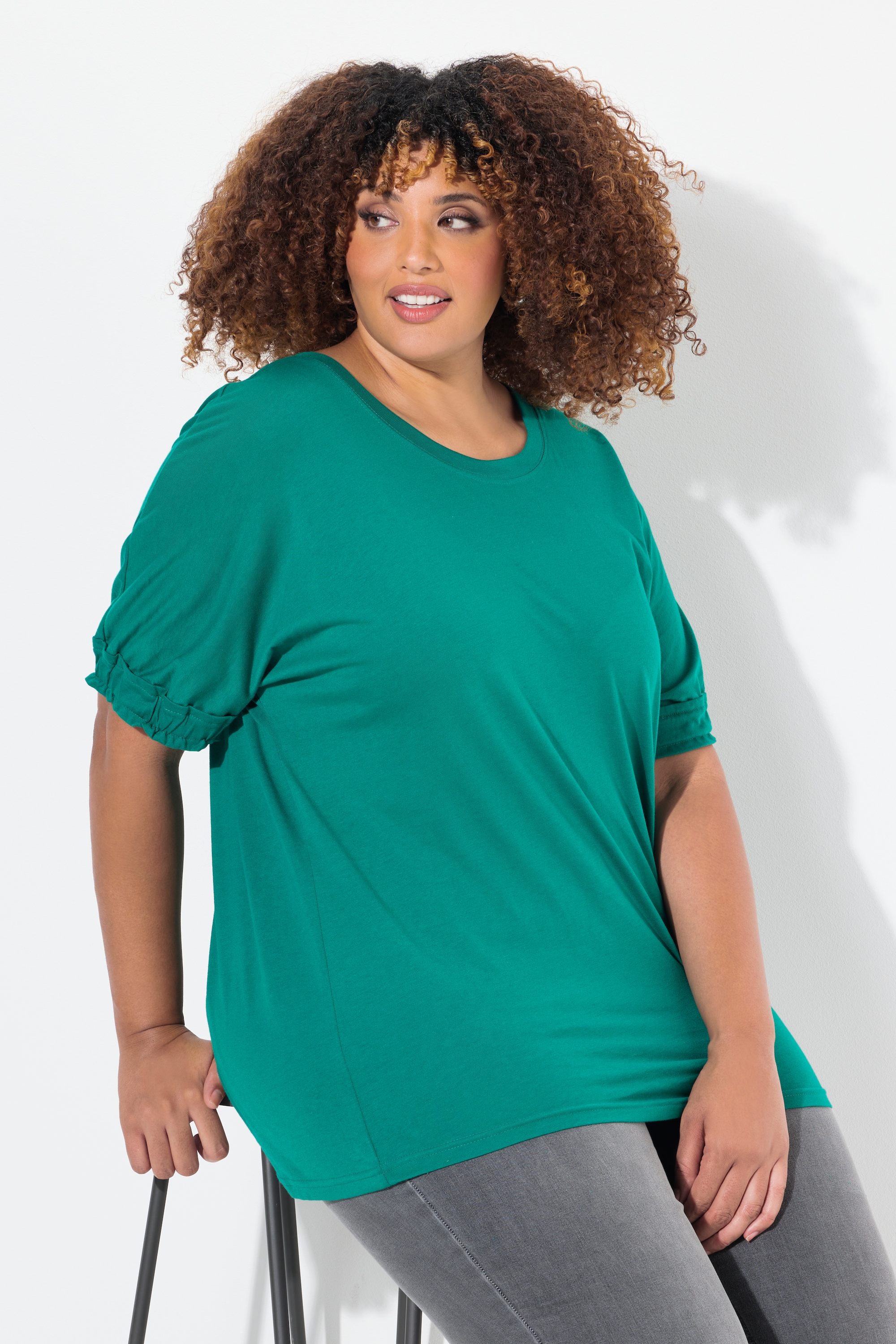 Ulla Popken Damen große Größen T Shirt Rüschen Halbarm Modalmischung 830808