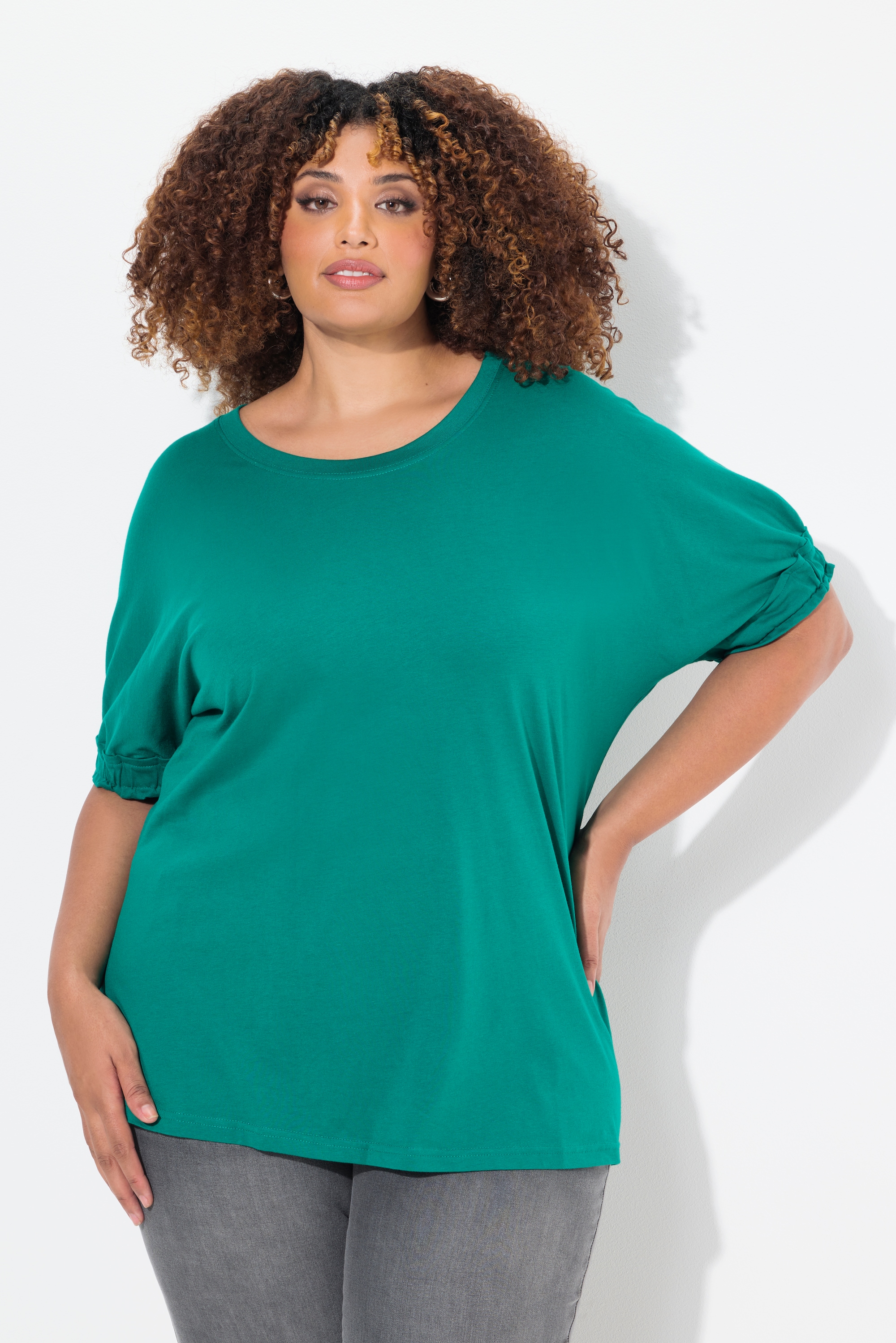 Ulla Popken Damen große Größen T Shirt Rüschen Halbarm Modalmischung 830808